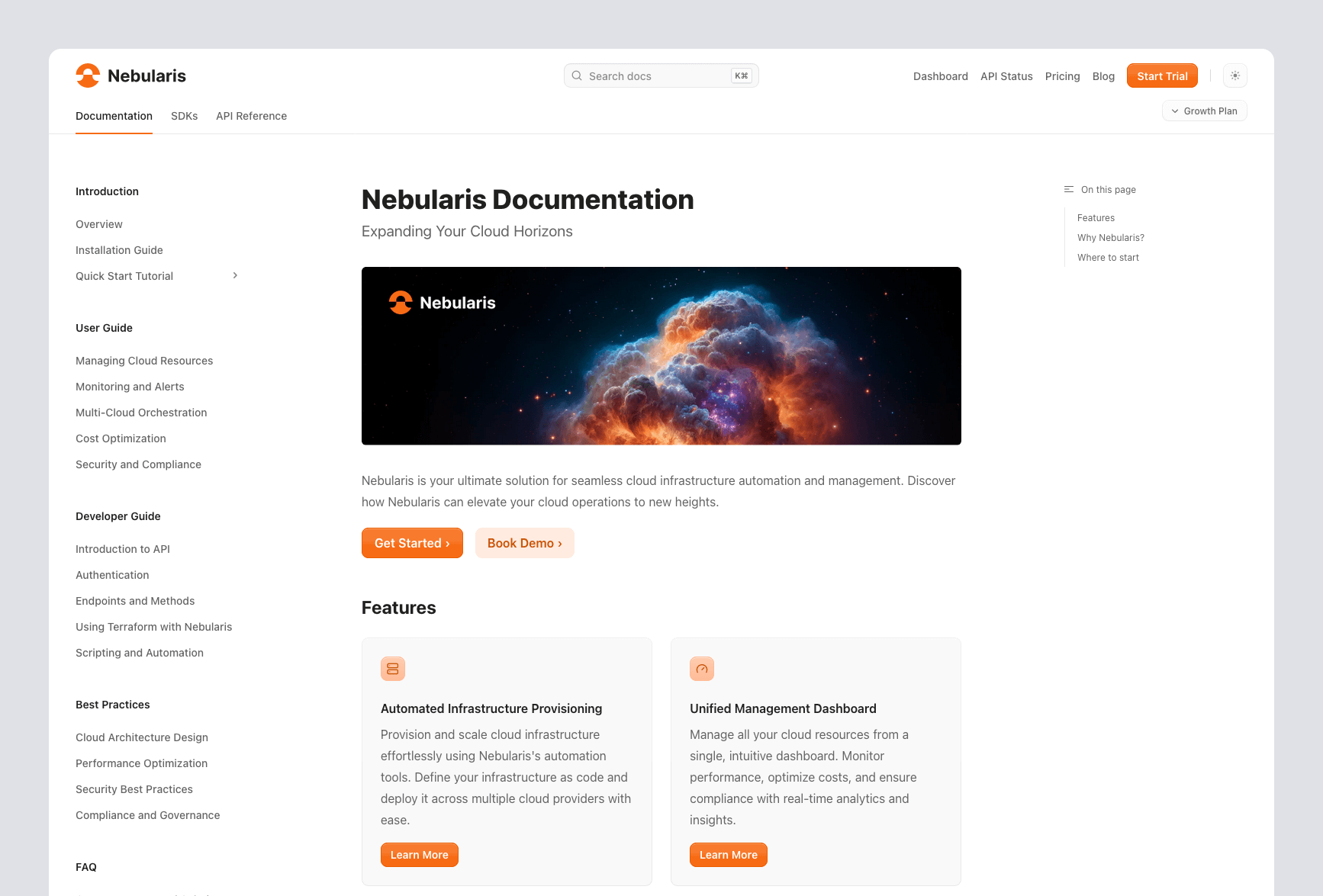 Doctave documentation sites are fully-featured with a modern look and feel out of the box