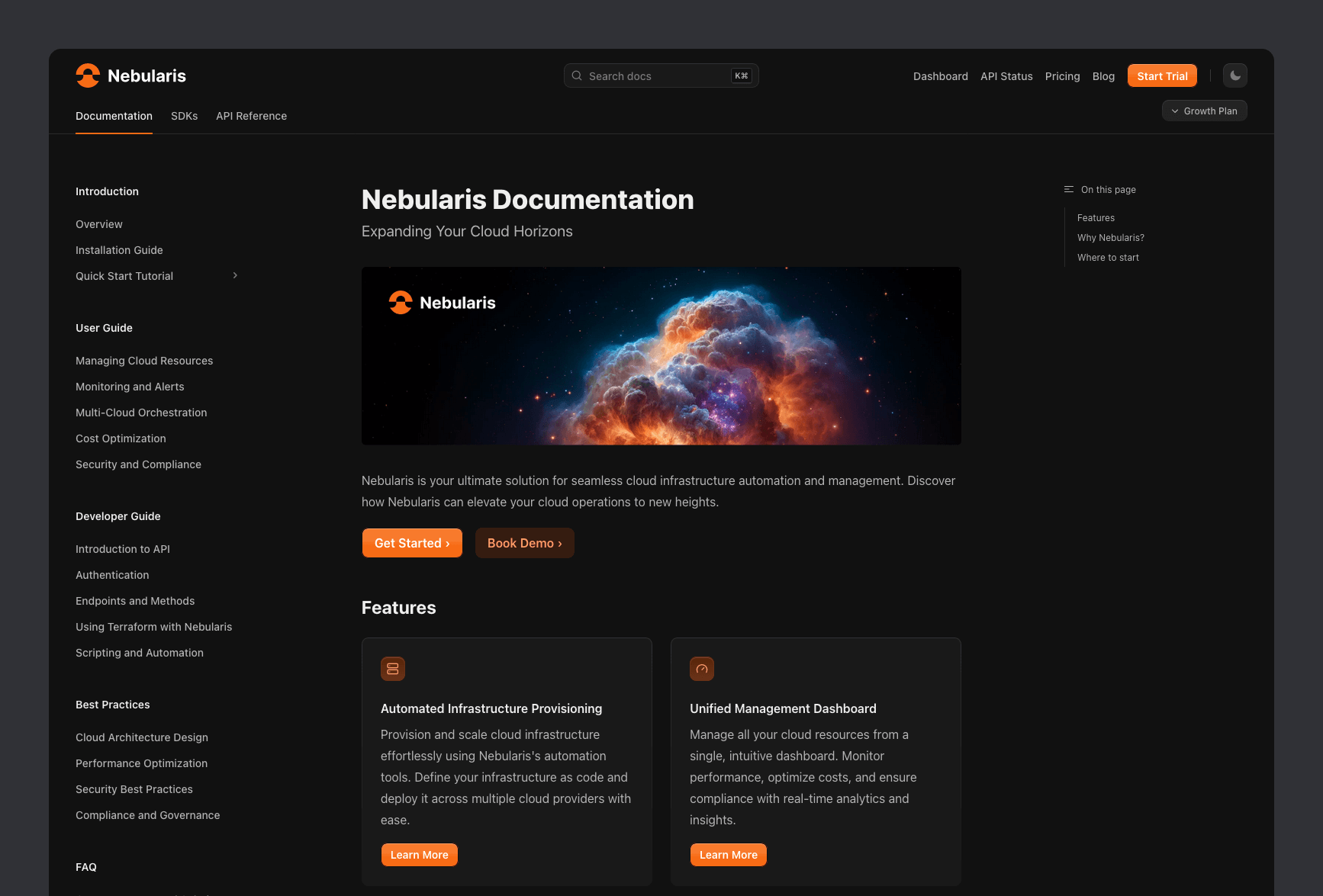 Doctave documentation sites are fully-featured with a modern look and feel out of the box