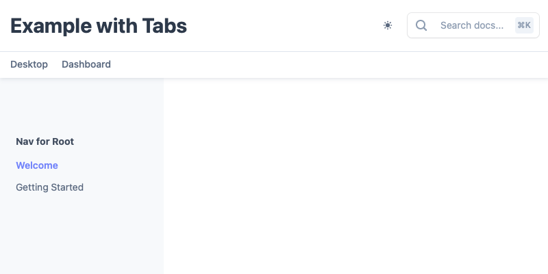 Site with tabs