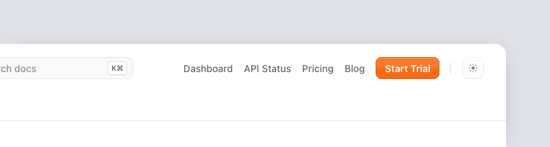 Header links and call to action button