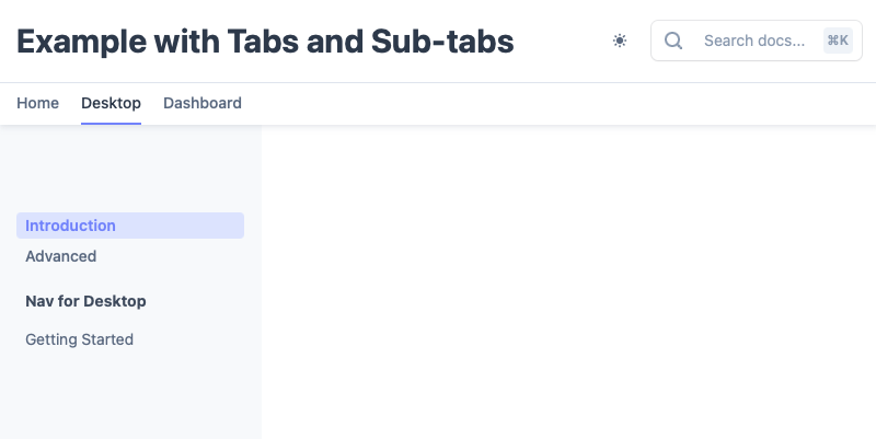 Site with tabs and sub-tabs