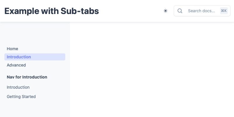 Site with sub-tabs