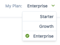 Example of a user preference dropdown showing different plans the user can select from