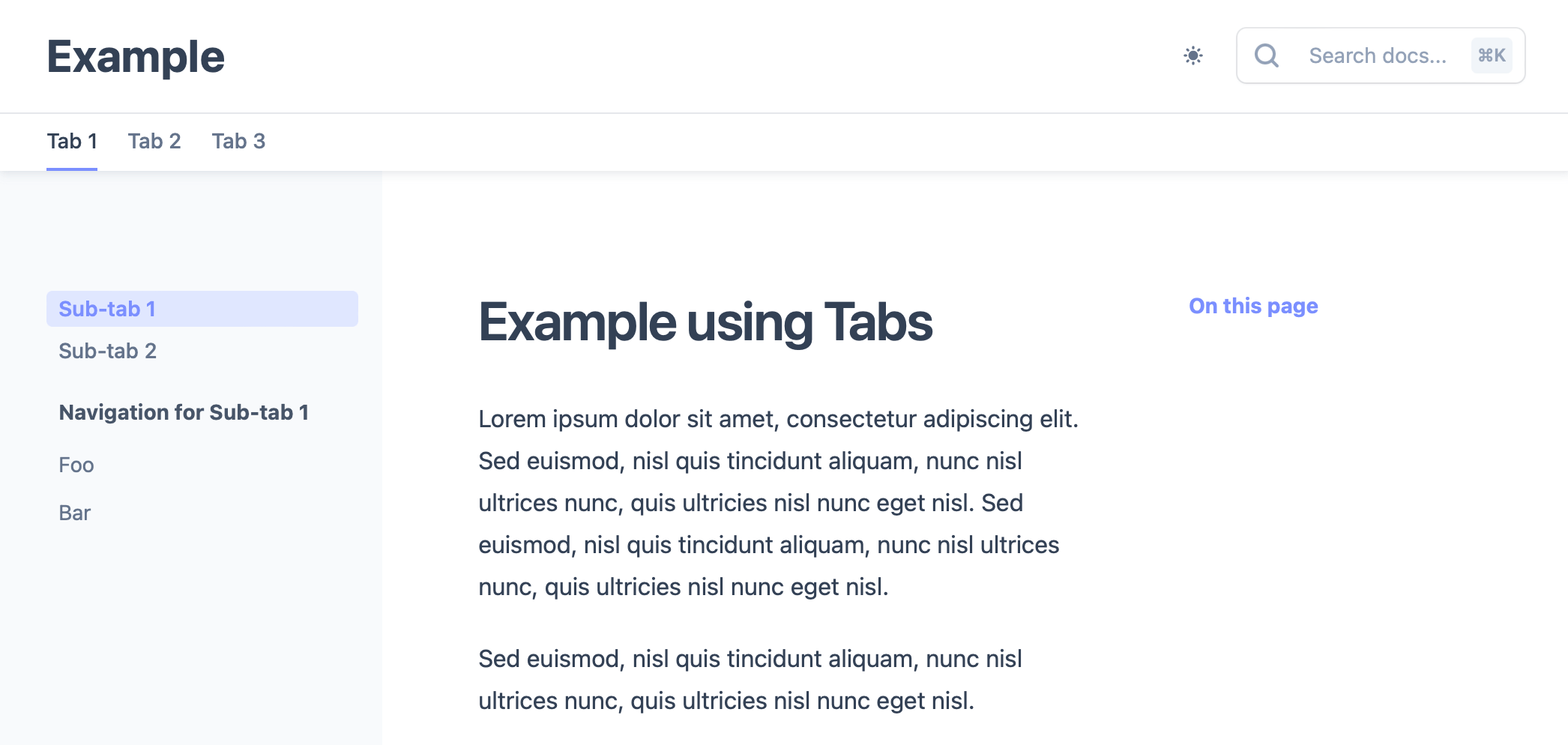 Site with Tabs and Sub-tabs