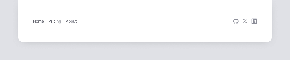 Footer links and social media profiles