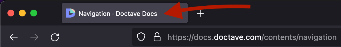 screenshot of Firefox showing the page title for a page in Doctave's own
documentation