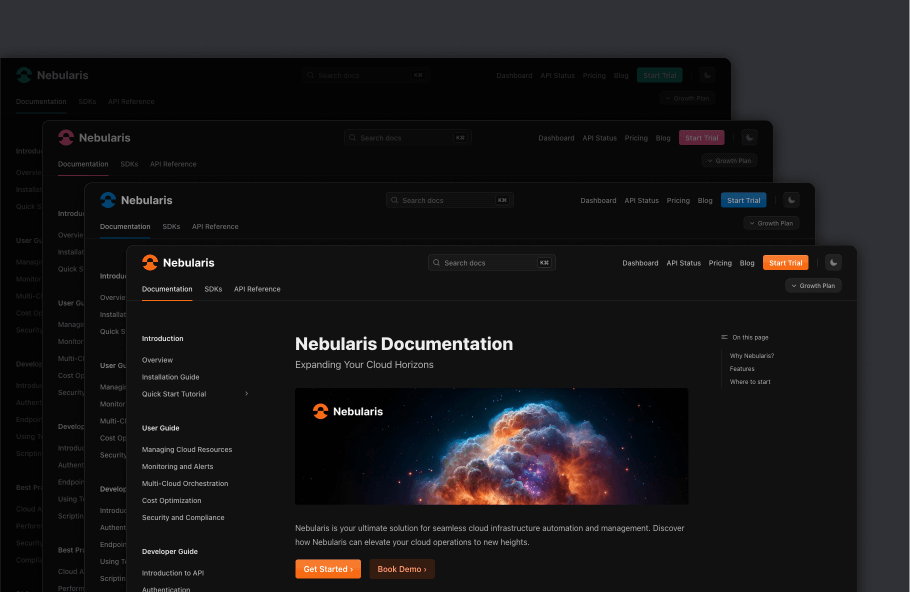 Doctave documentation sites are fully-featured with a modern look and feel out of the box