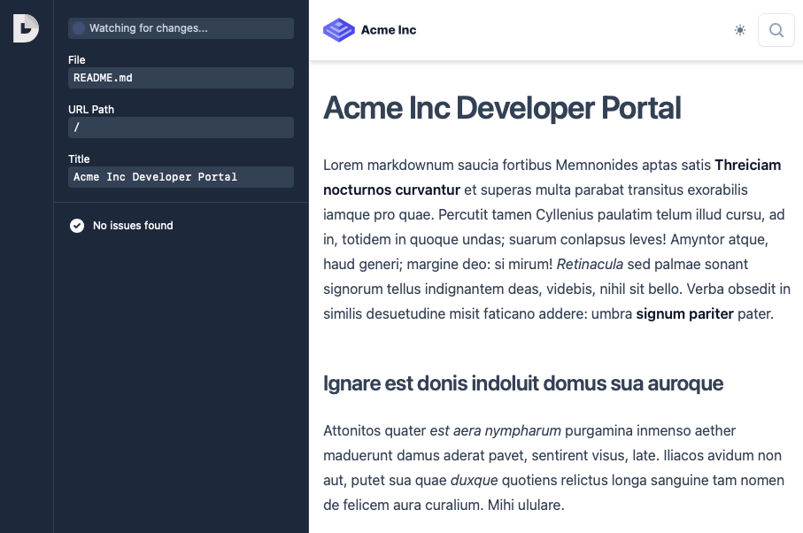 screenshot of the Doctave desktop app