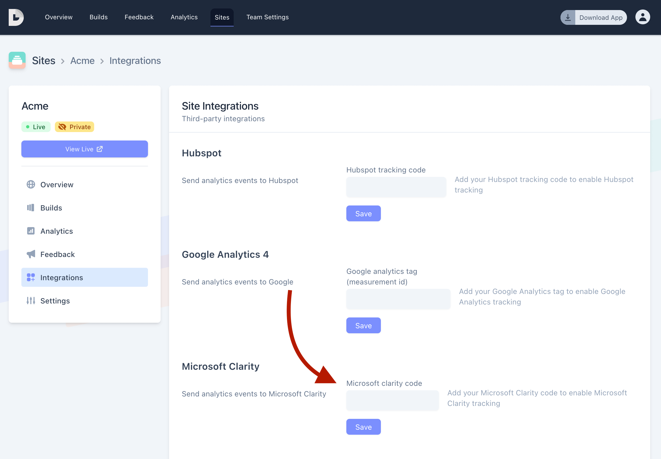 Enabling Microsoft Clarity for your site