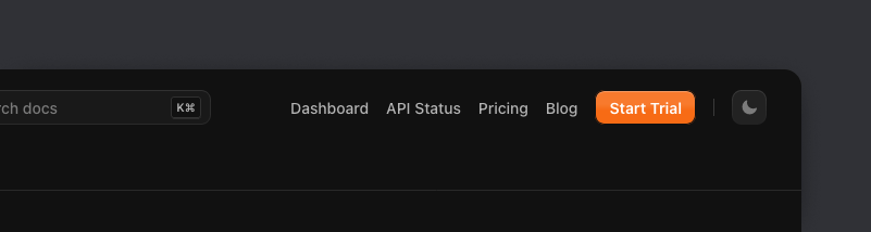 Header links and call to action button