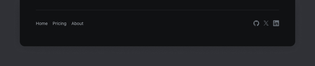 Footer links and social media profiles