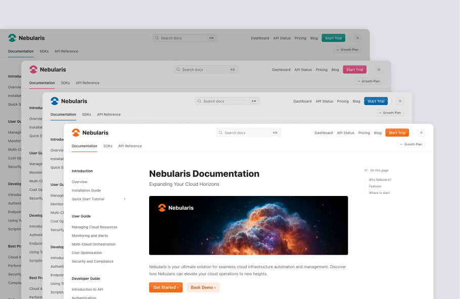 Doctave documentation sites are fully-featured with a modern look and feel out of the box