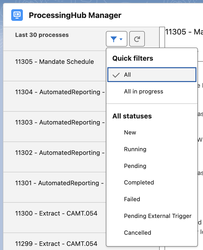 Filters for ProcessingHub Manager view