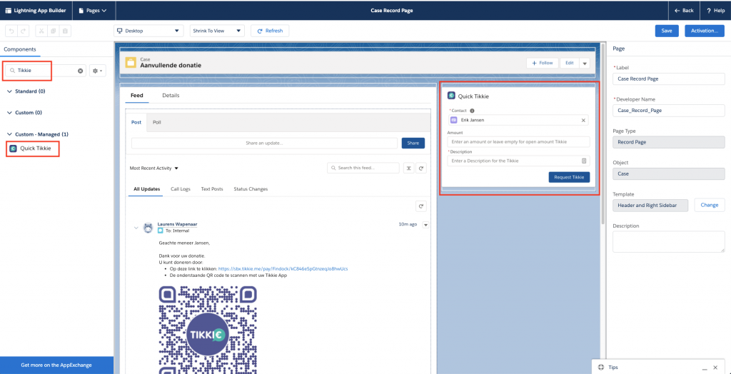 Quick Tikkie component configuration