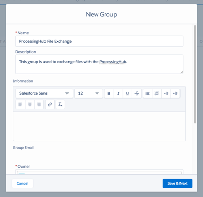 New Chatter group creation