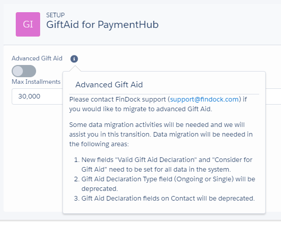 Gift Aid setup