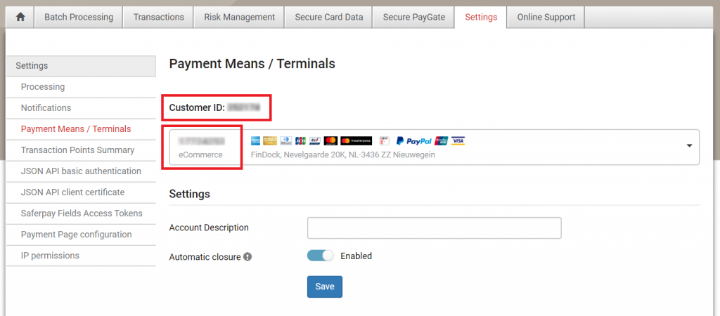 Saferpay payment means