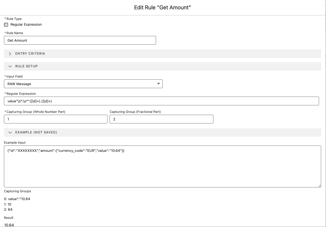 Regex rule with split value matching