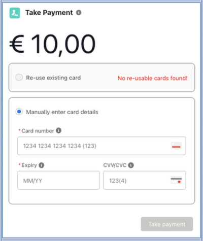 FinDock Payment component with credit card re-use option