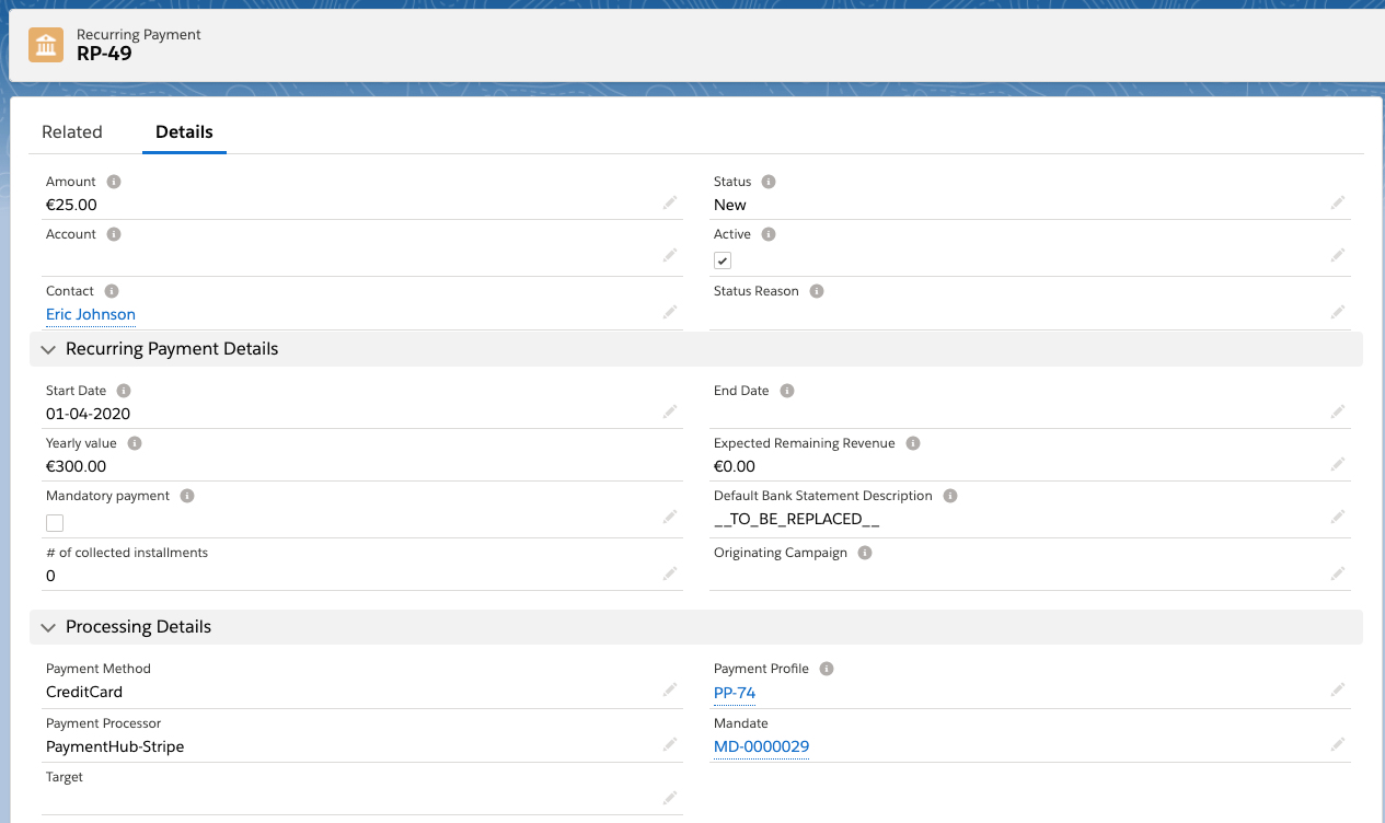 Recurring Credit Card Payment