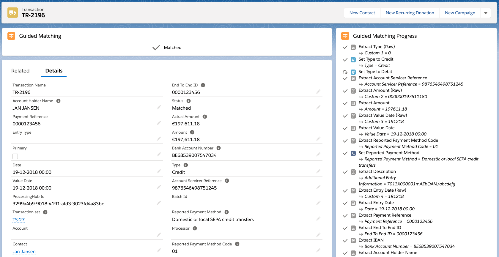 CODA transaction matched