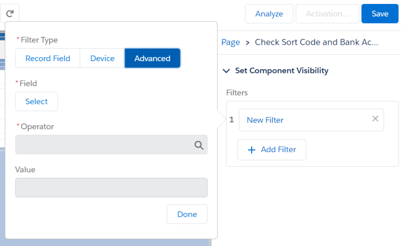 Advanced filter settings for LWC