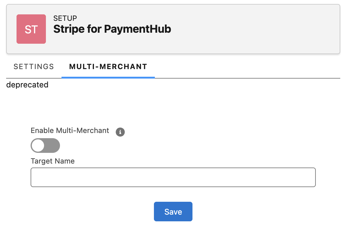 Stripe settings without multi-merchant enabled