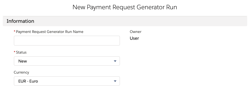 new Payment Request Generator run