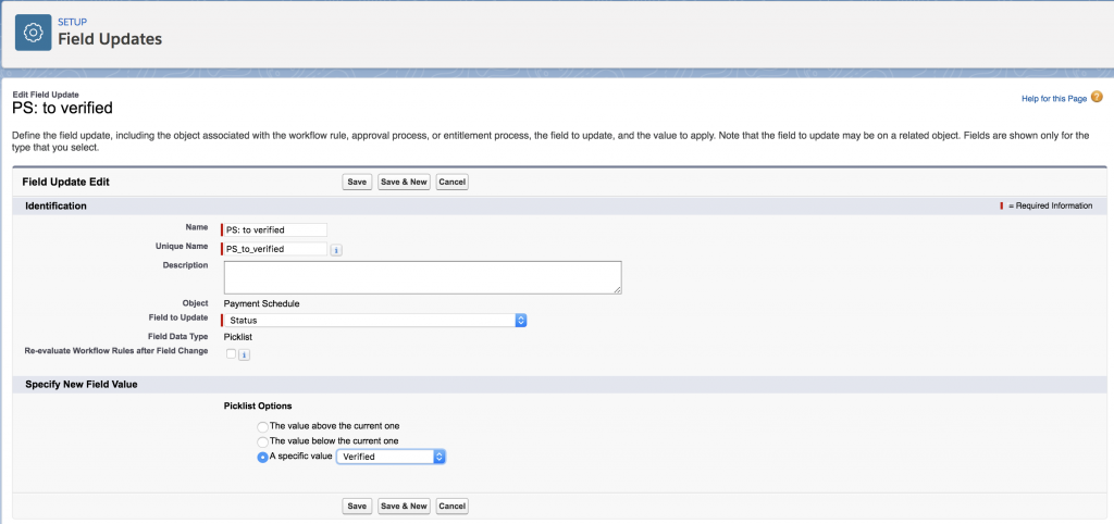 Field update verified