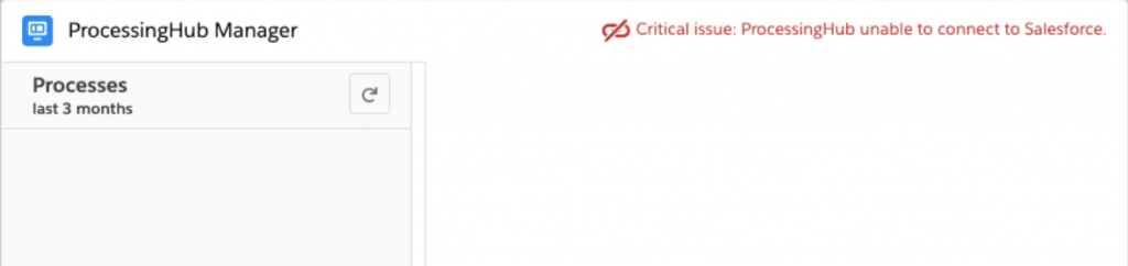 Connection issue notification in ProcessingHub