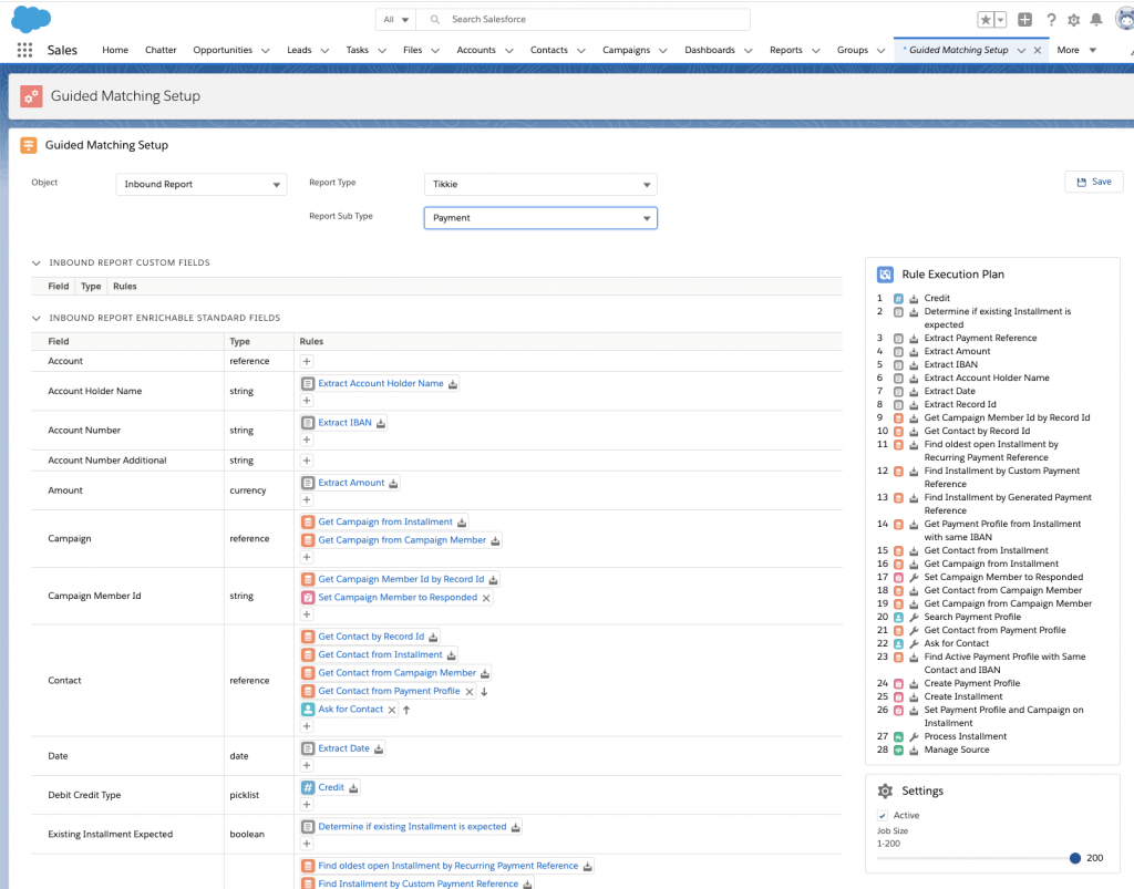 Guided Matching setup with managed rules