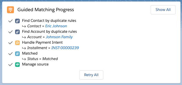 Guided Matching Payment Intent