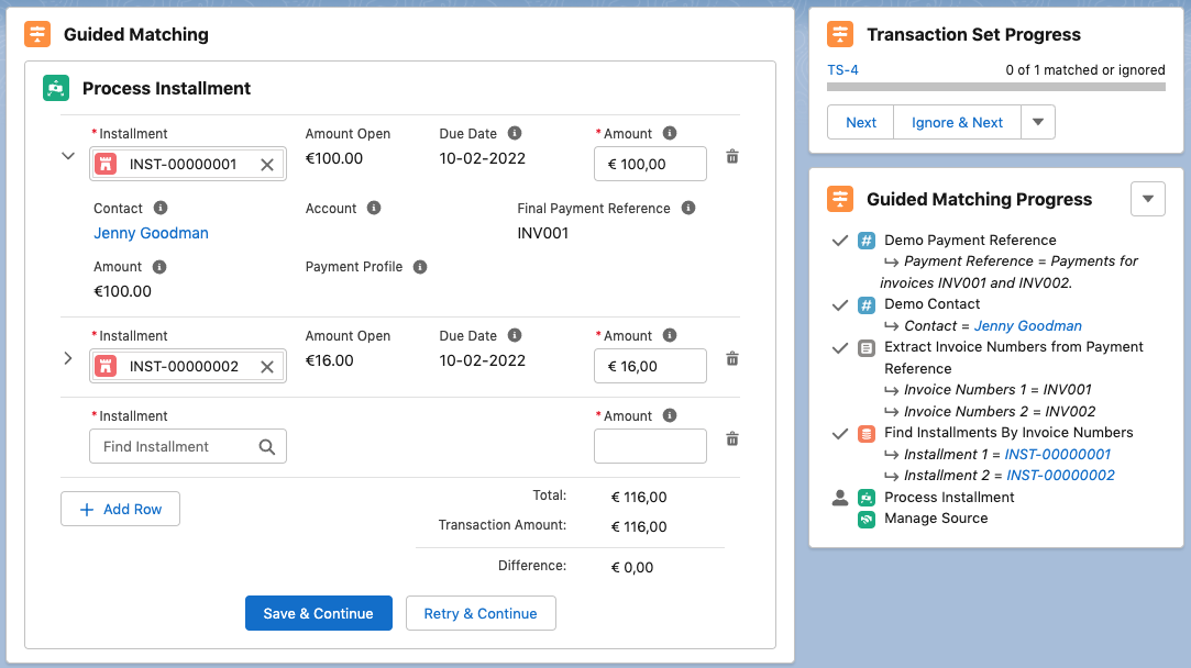 Installment details in Guided Review