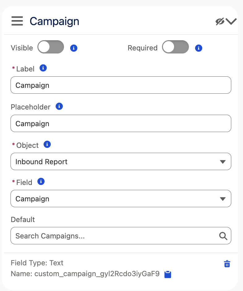 Payment Form Campaign settings