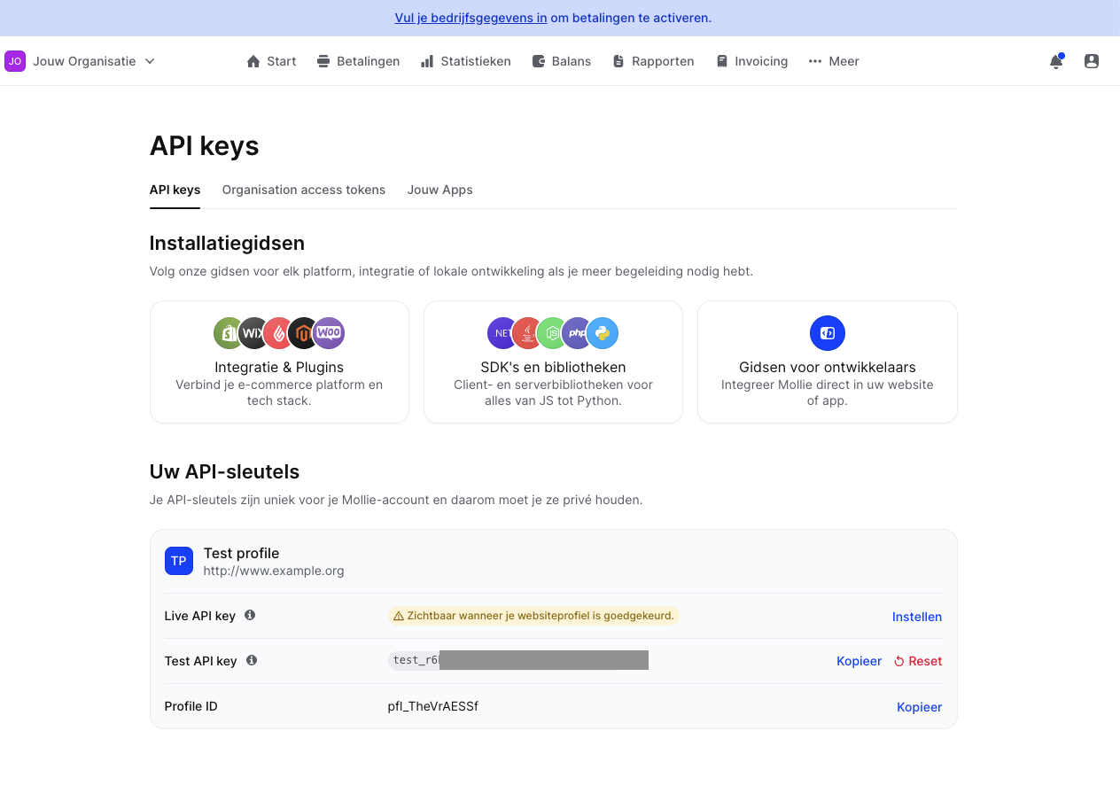 Mollie API keys