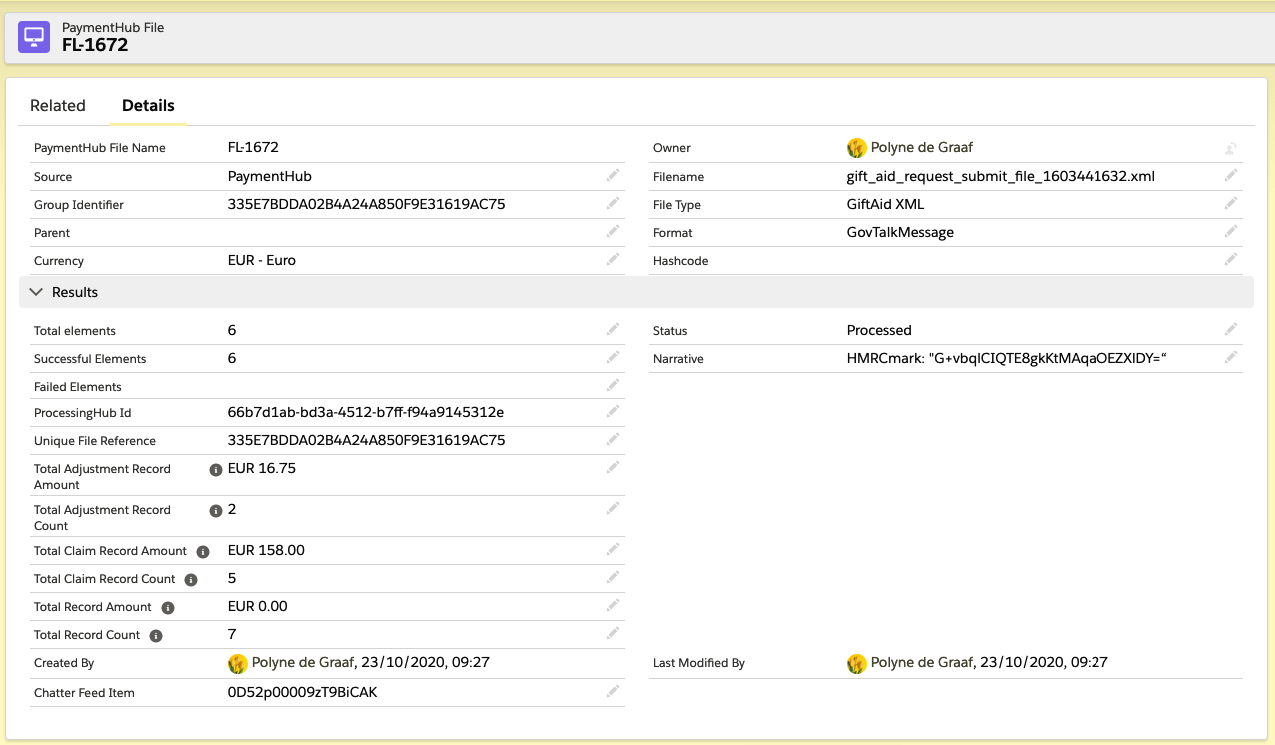 Gift Aid PaymentHub File