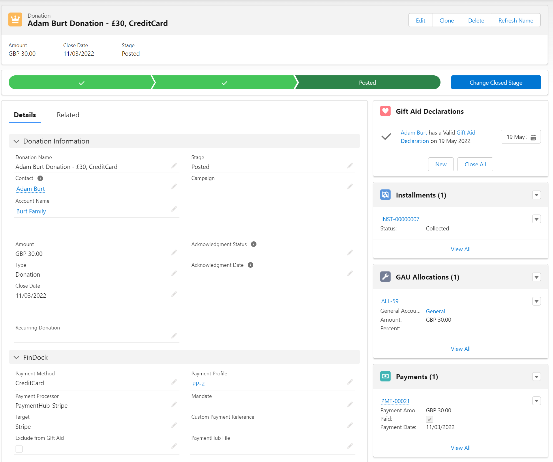 Page layout example for Donation