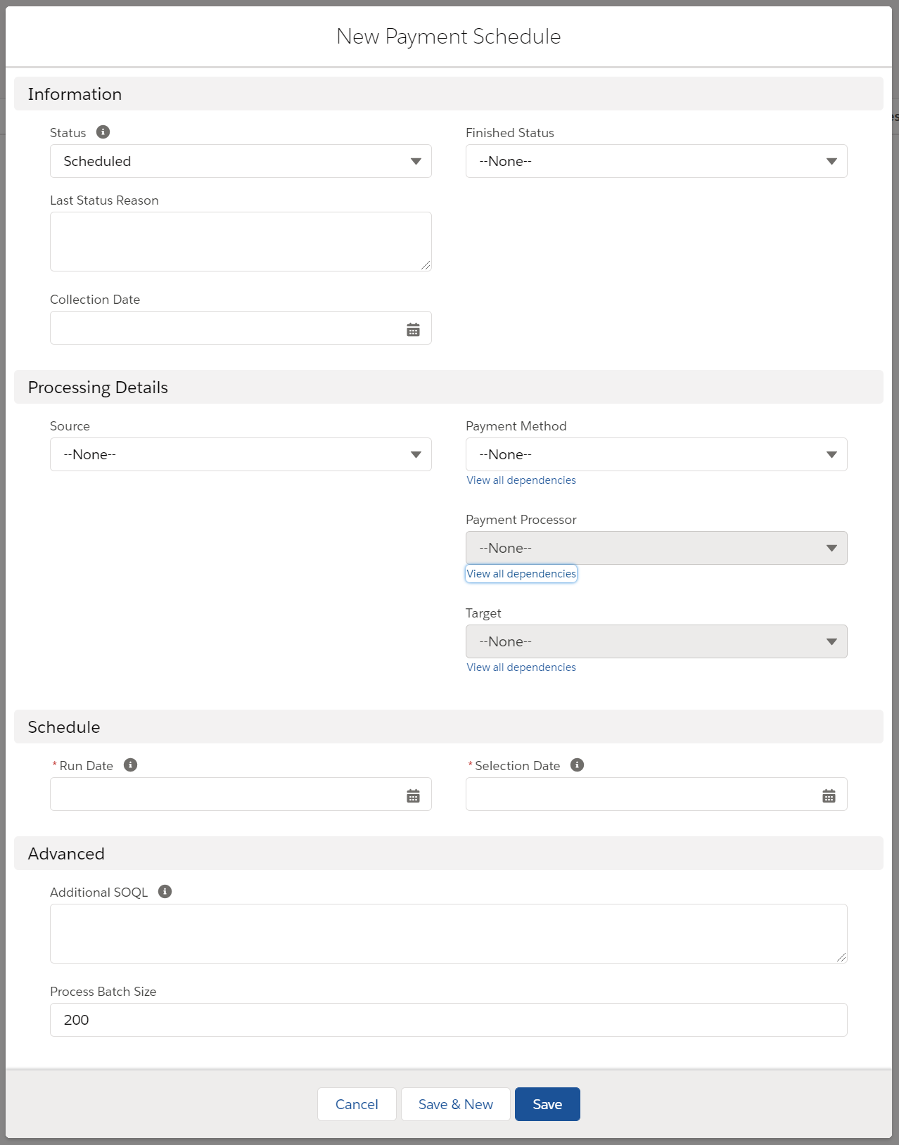 New payment schedule