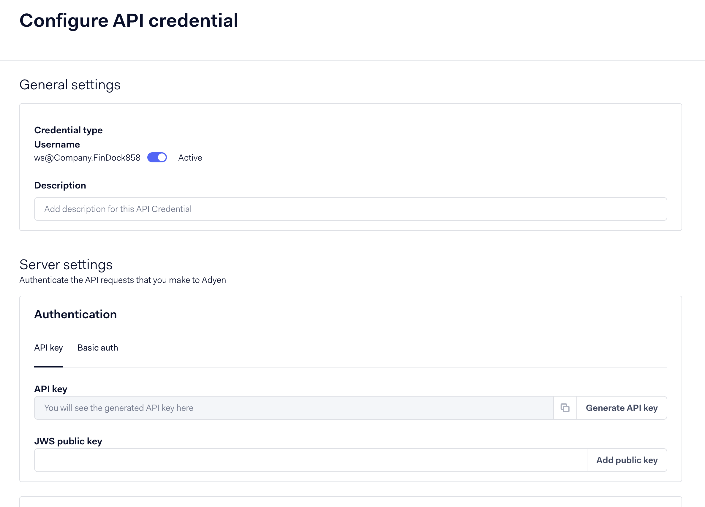 Generate API key