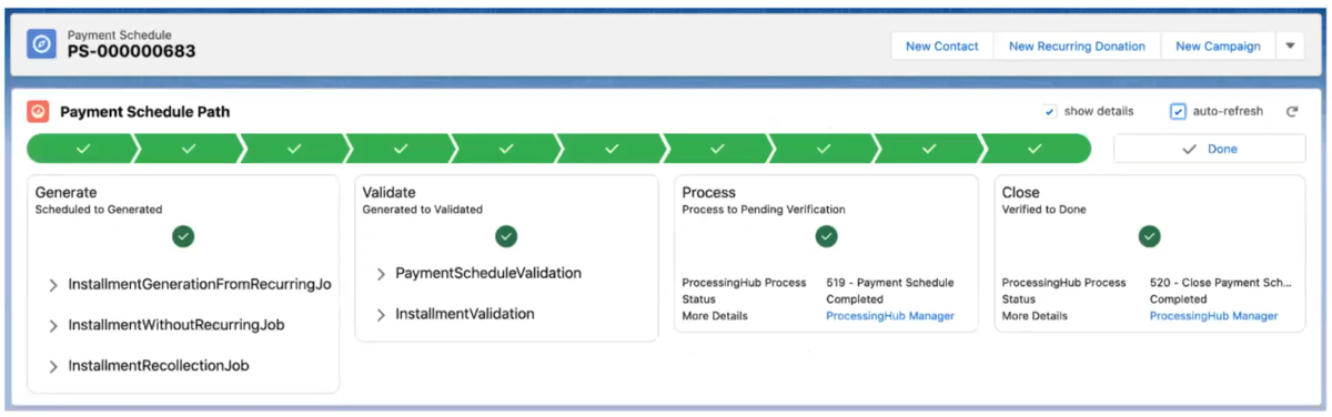 SCT payment schedule with validation