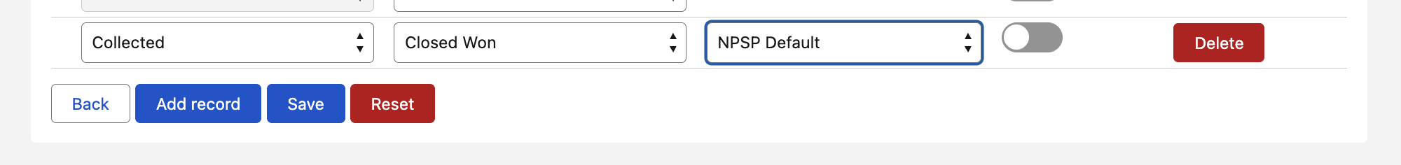 Custom status mapping for NPSP record type