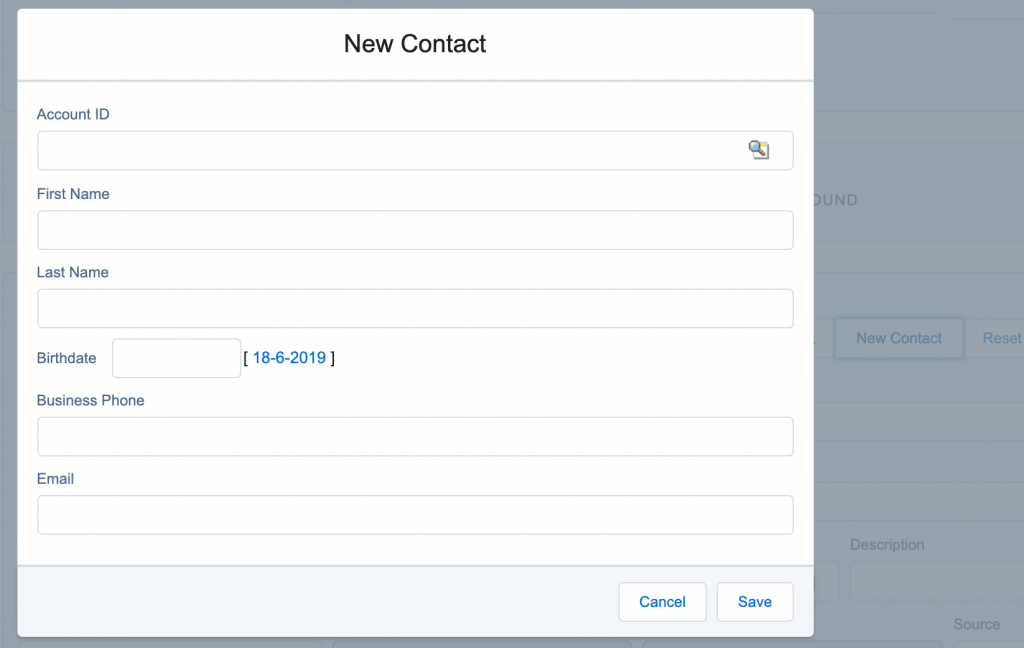 Contact fieldset model