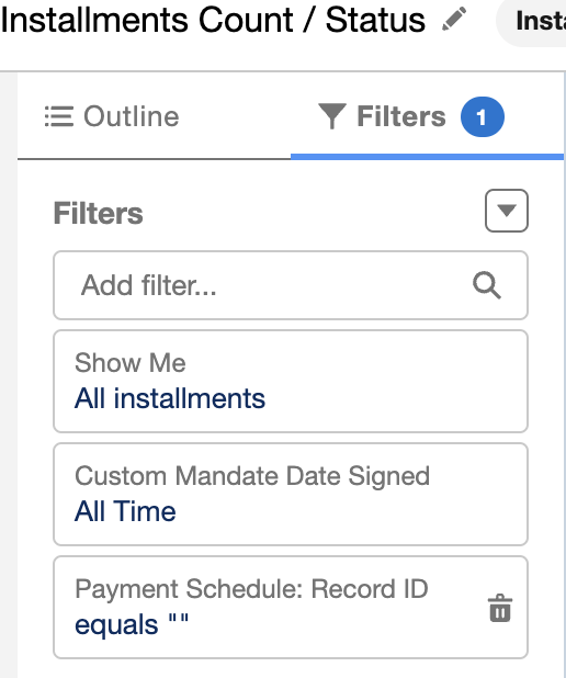 Filter settings for Stats component