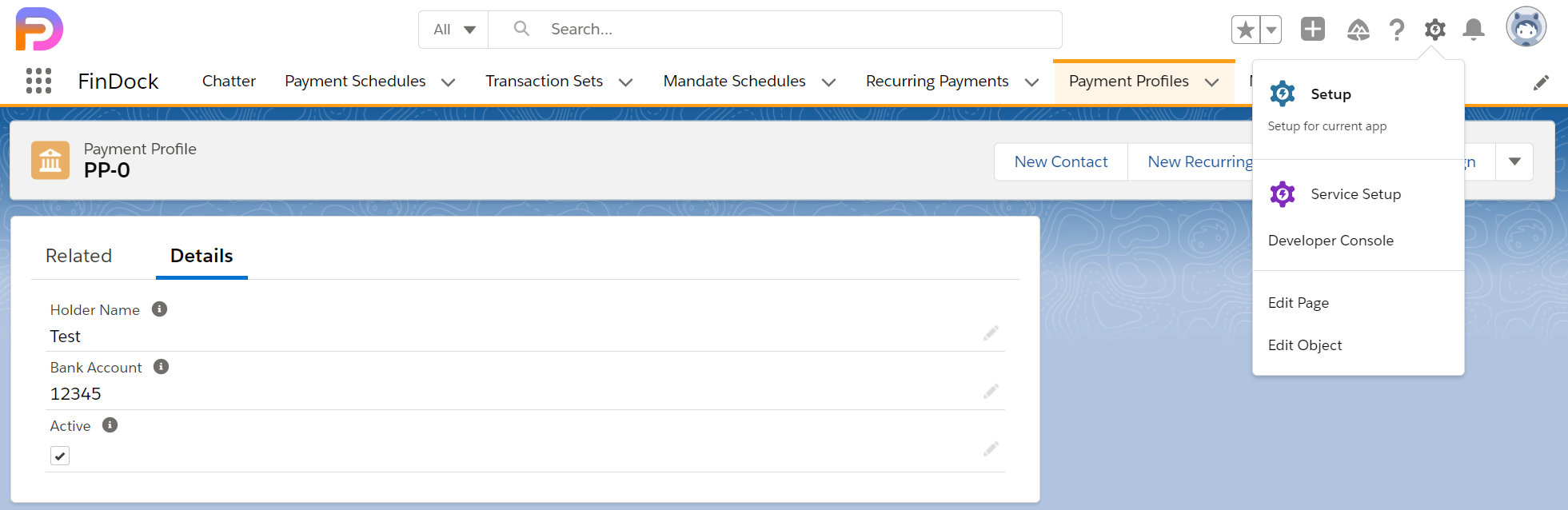 Edit Payment Profile Page layout