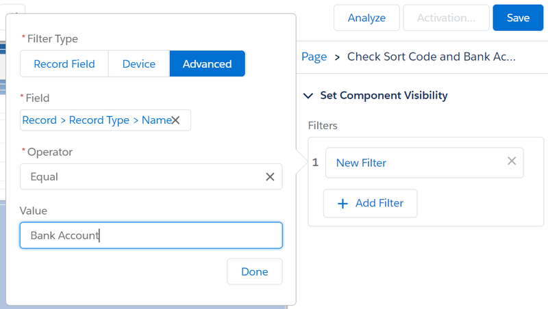 Operator setting for LWC filter