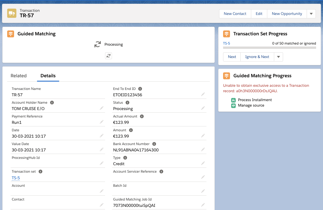Guided Matching with Apex error