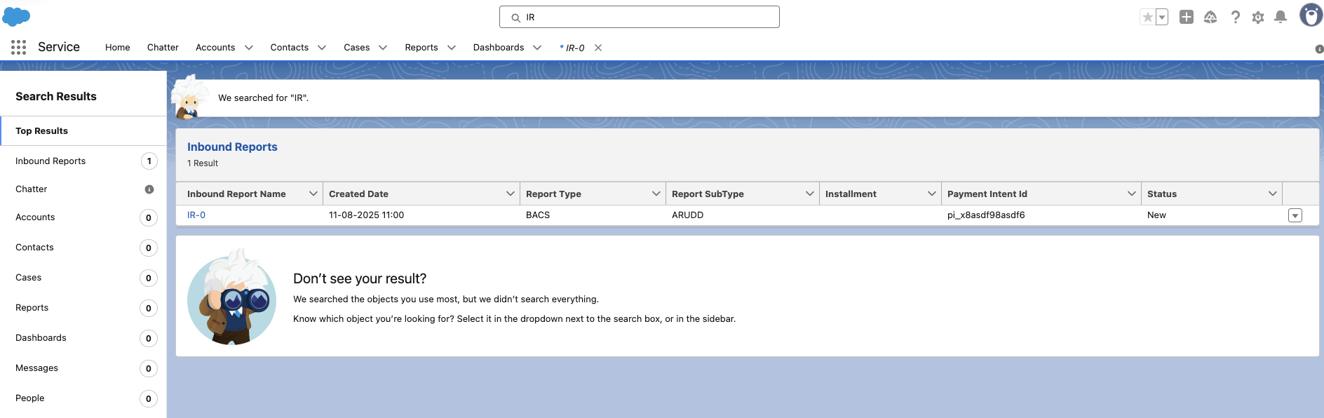 Inbound Report search layout