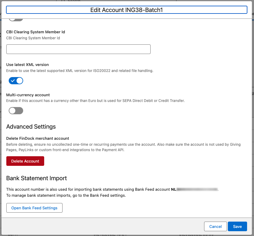 Processor merchant account with related Bank Feed setup