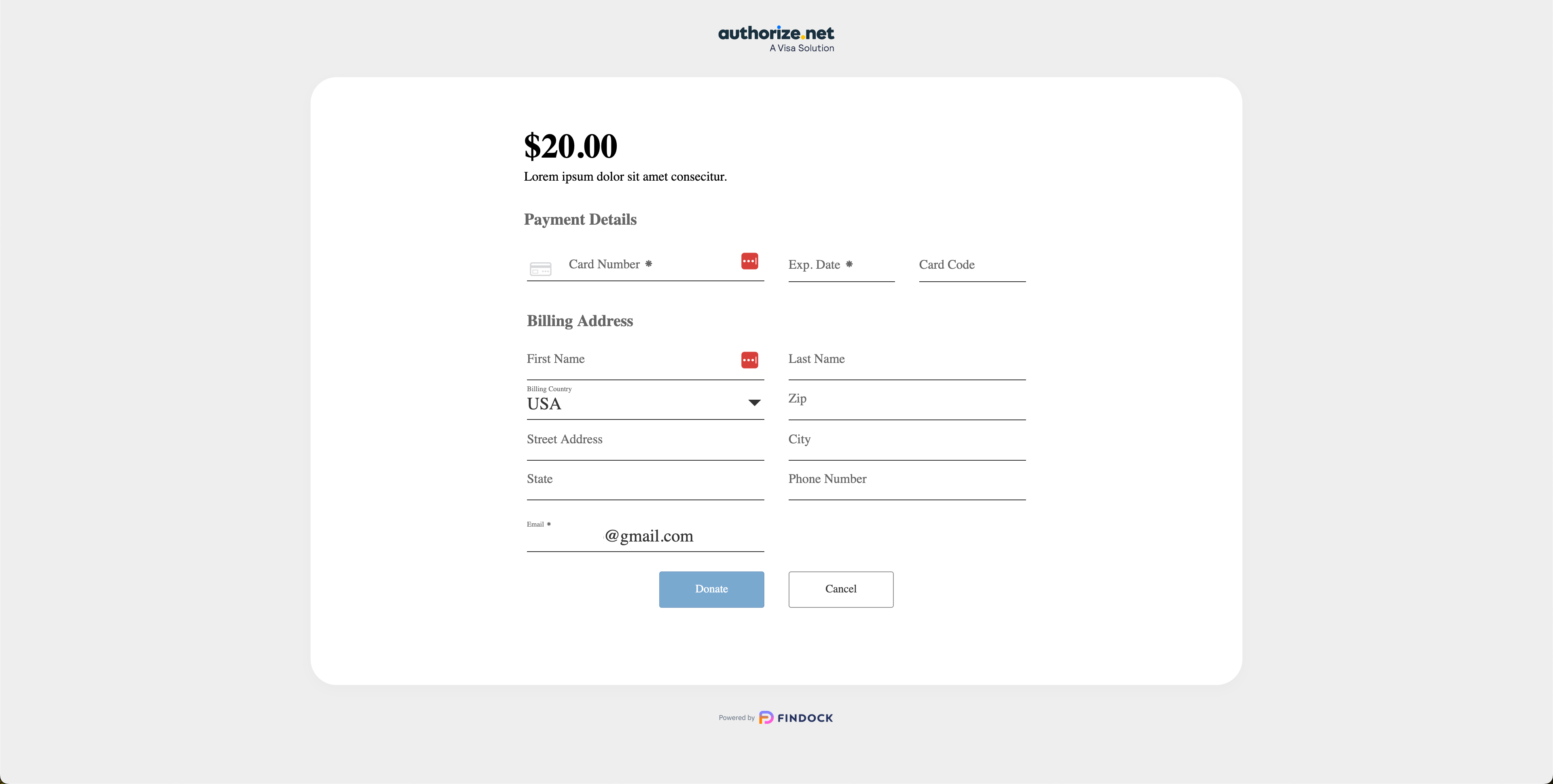 New styling of Authorize.net HPP