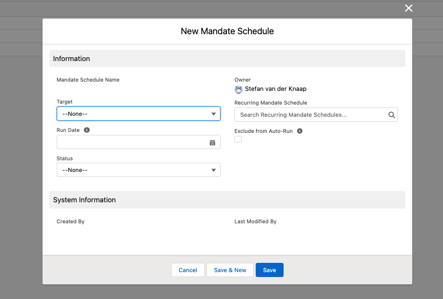 New mandate schedule